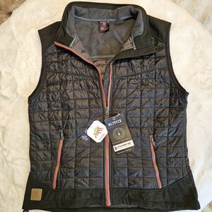 Black Quilted Vest with Red Accents